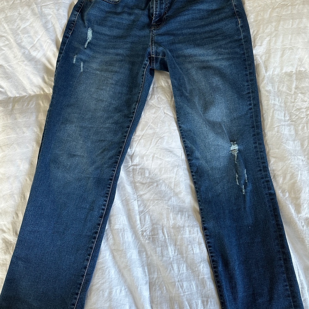 Lucky Brand Blue Straight Leg Jeans with Distressed Details